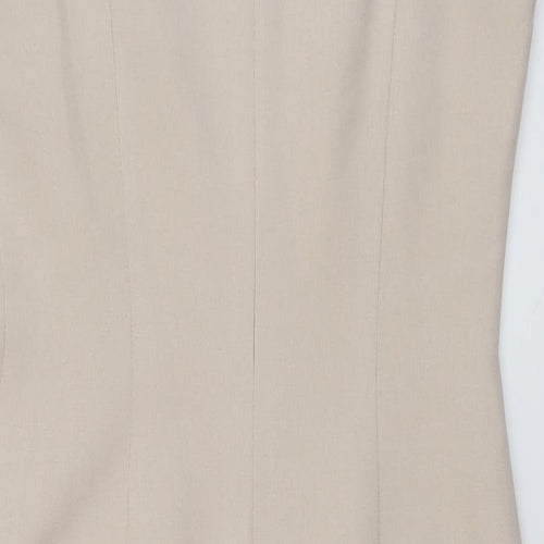 NL Collection Womens Beige Polyester Sheath Size 12 Round Neck Zip