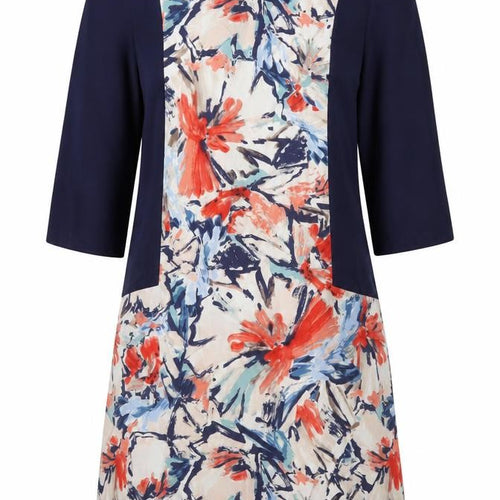 Brantree Womens Blue Floral Lyocell A-Line Size M Round Neck Zip