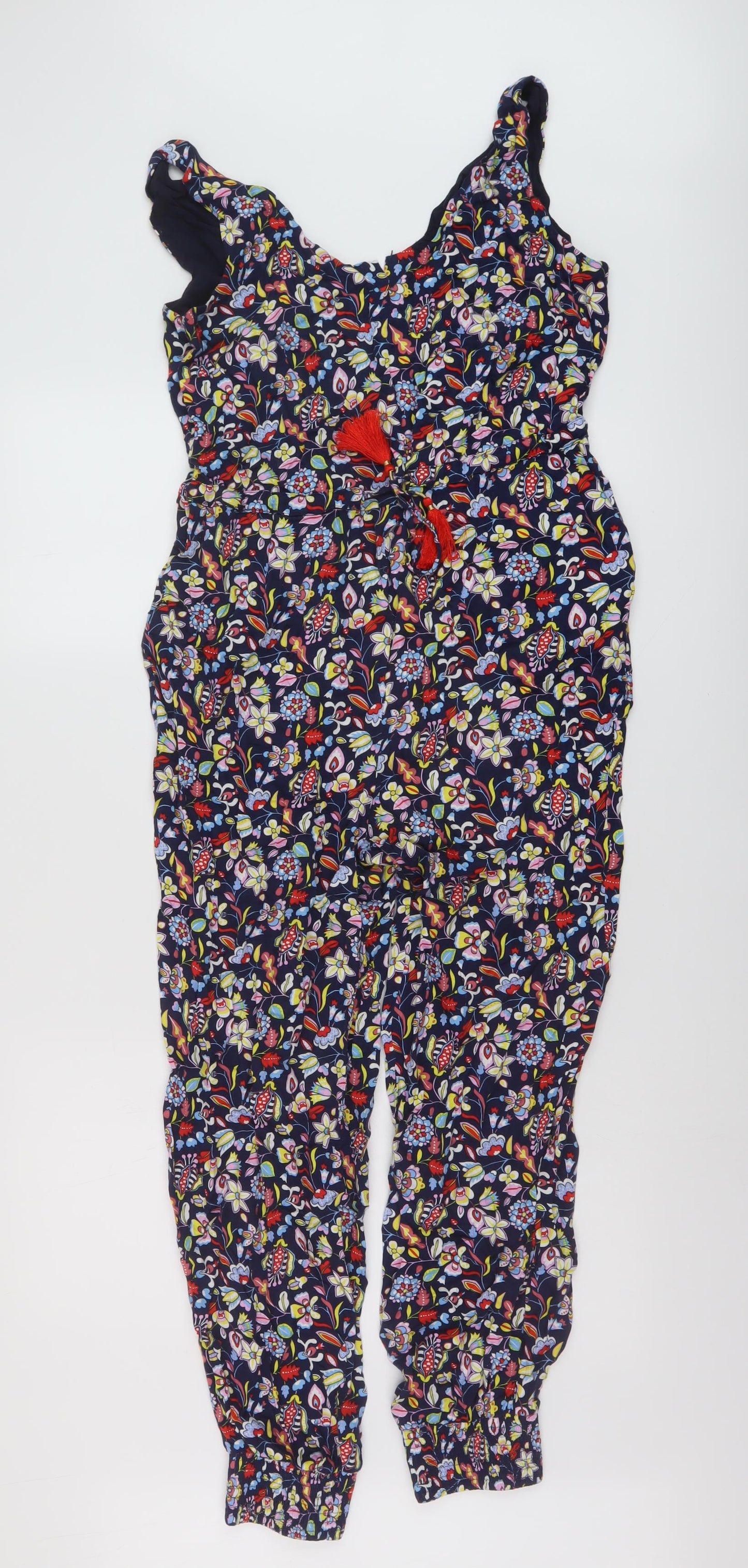 Boden Womens Multicoloured Geometric Viscose Jumpsuit One-Piece Size 10 Snap