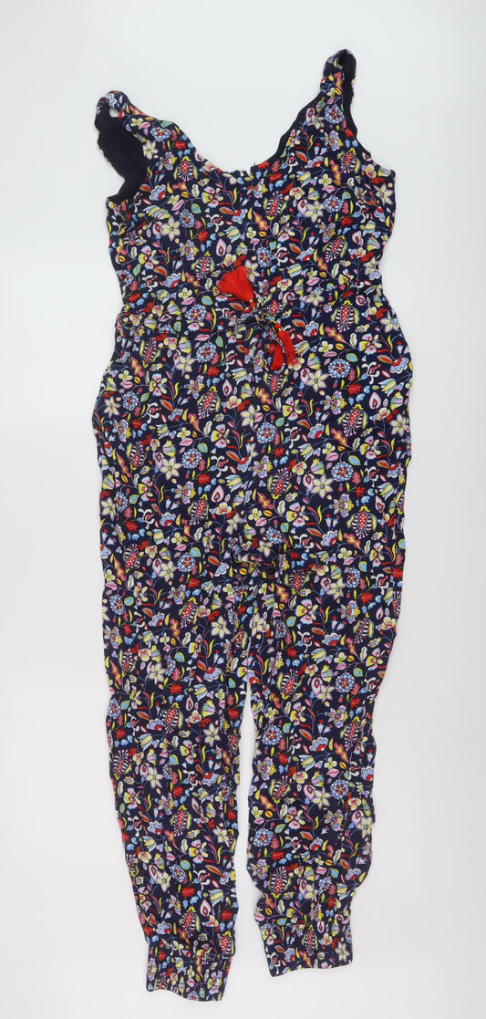 Boden Womens Multicoloured Geometric Viscose Jumpsuit One-Piece Size 10 Snap