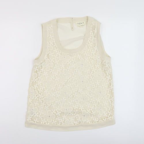 Nexty Womens Ivory Floral Polyester Basic Tank Size 10 Round Neck