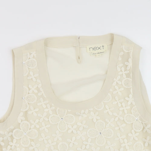 Nexty Womens Ivory Floral Polyester Basic Tank Size 10 Round Neck