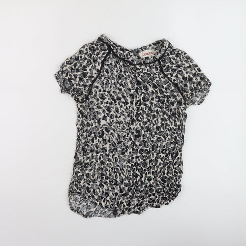 Louche Womens Black Geometric Viscose Basic T-Shirt Size 8 Round Neck