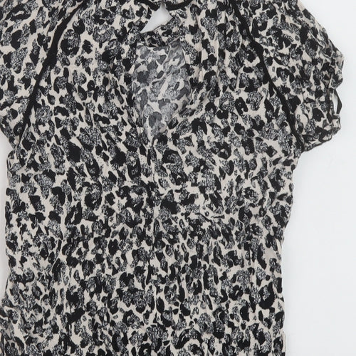 Louche Womens Black Geometric Viscose Basic T-Shirt Size 8 Round Neck