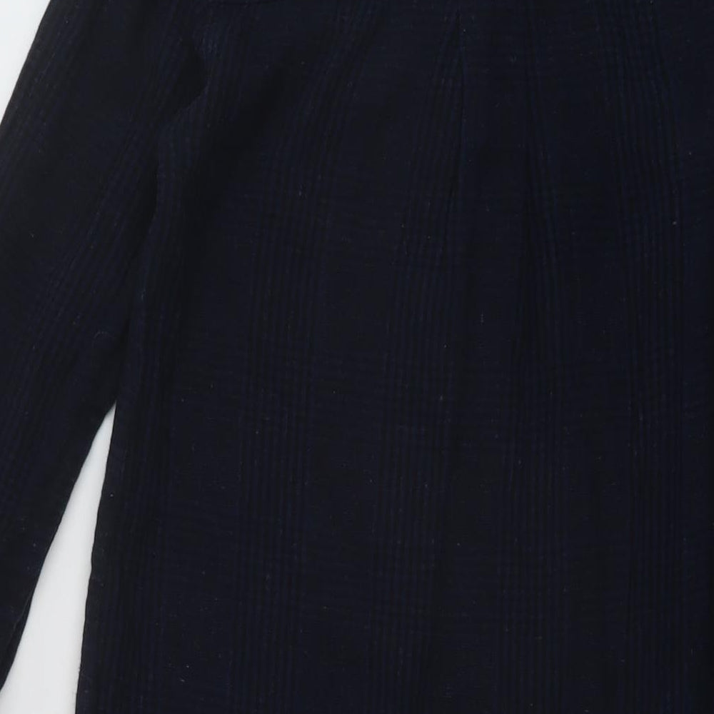 Fat Face Womens Blue Plaid Cotton A-Line Size 6 V-Neck Button