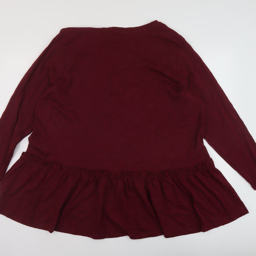 Simply Be Womens Red Cotton Tunic Blouse Size 24 Round Neck
