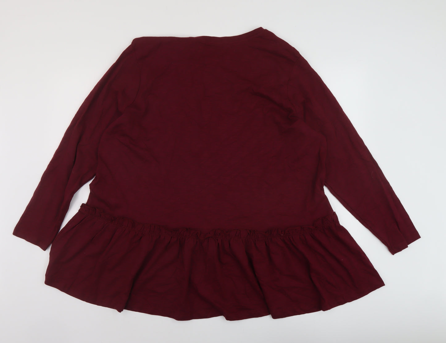 Simply Be Womens Red Cotton Tunic Blouse Size 24 Round Neck