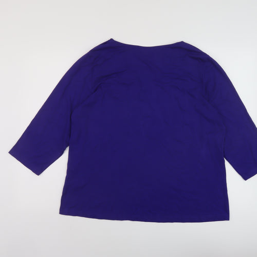 Heather Valley Womens Blue Viscose Basic Blouse Size 20 V-Neck