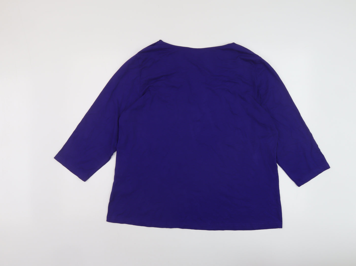 Heather Valley Womens Blue Viscose Basic Blouse Size 20 V-Neck