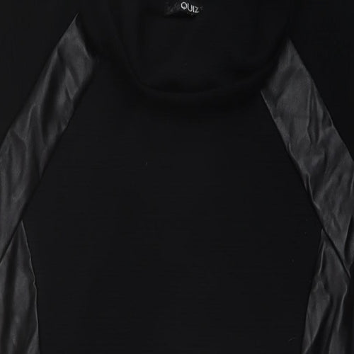 Quiz Womens Black Polyester Mini Size 10 Roll Neck Pullover