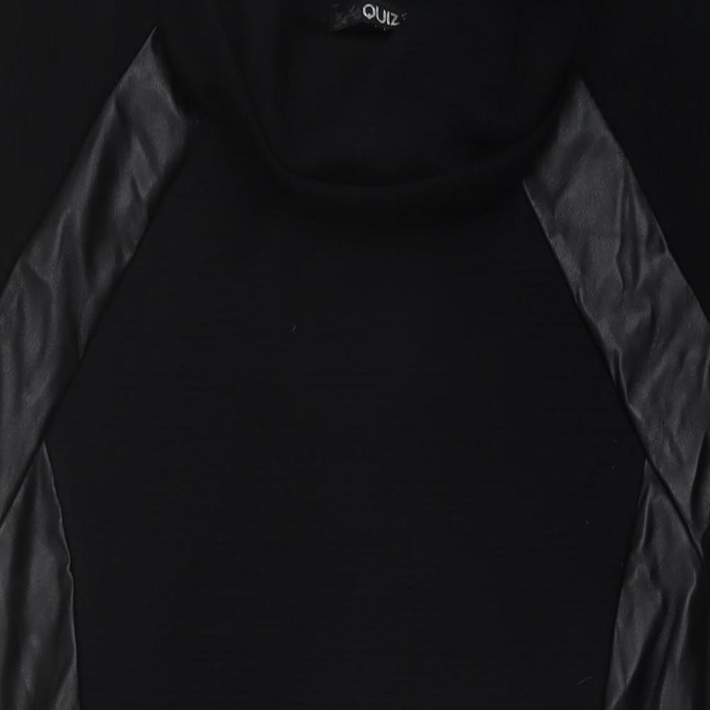 Quiz Womens Black Polyester Mini Size 10 Roll Neck Pullover