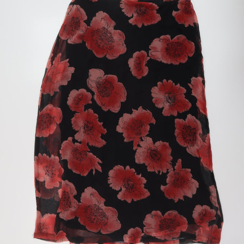 Adini Womens Beige Floral Polyester A-Line Skirt Size 10 Zip