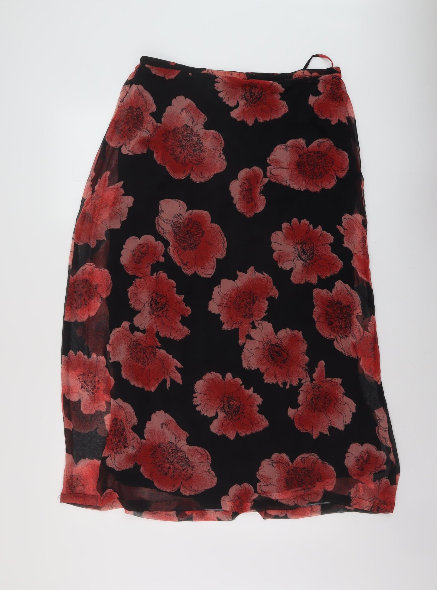 Adini Womens Beige Floral Polyester A-Line Skirt Size 10 Zip