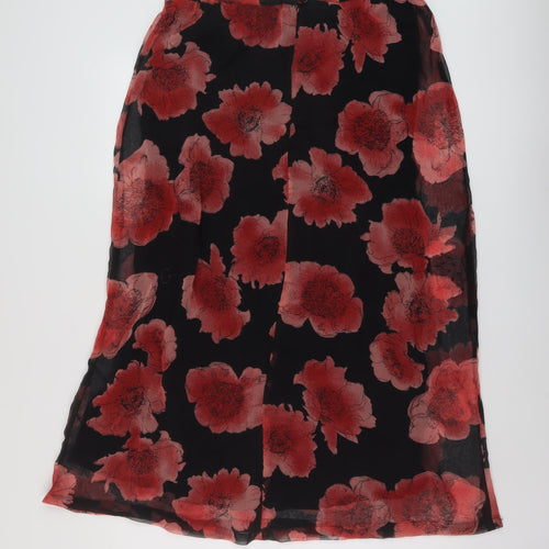 Adini Womens Beige Floral Polyester A-Line Skirt Size 10 Zip