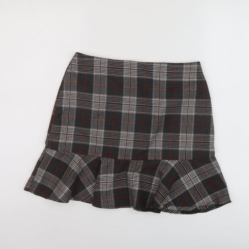 PARISIAN SIGNATURE Womens Grey Plaid Polyester A-Line Skirt Size 10 Zip