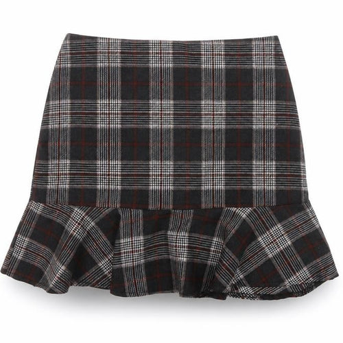 PARISIAN SIGNATURE Womens Grey Plaid Polyester A-Line Skirt Size 10 Zip