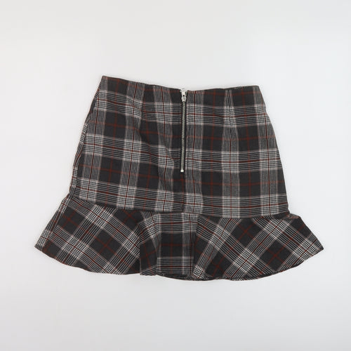 PARISIAN SIGNATURE Womens Grey Plaid Polyester A-Line Skirt Size 10 Zip