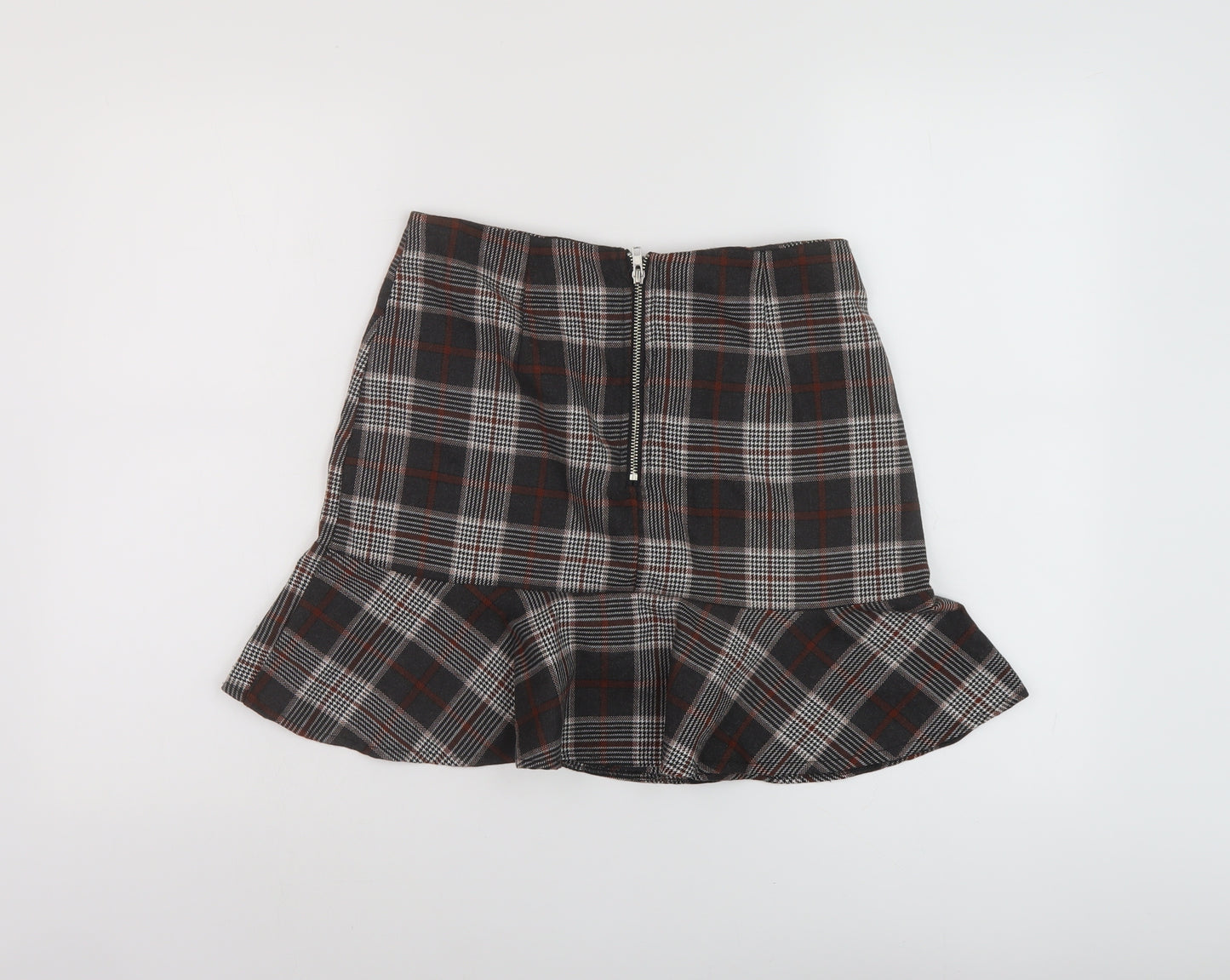PARISIAN SIGNATURE Womens Grey Plaid Polyester A-Line Skirt Size 10 Zip
