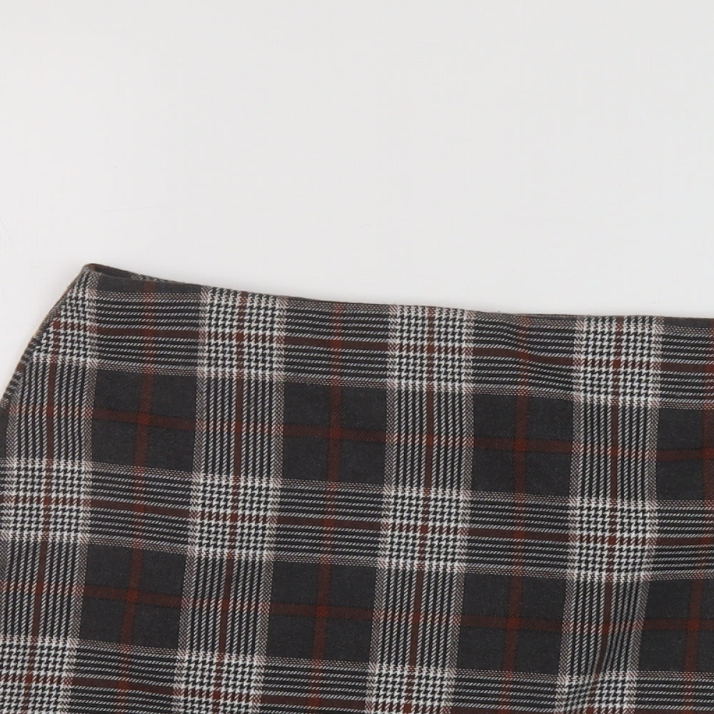 PARISIAN SIGNATURE Womens Grey Plaid Polyester A-Line Skirt Size 10 Zip