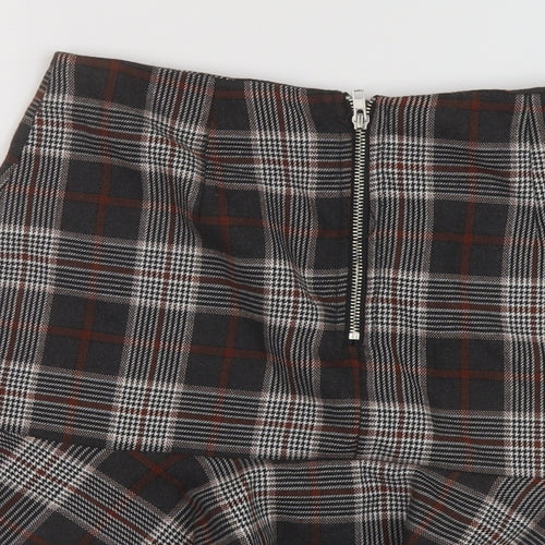 PARISIAN SIGNATURE Womens Grey Plaid Polyester A-Line Skirt Size 10 Zip
