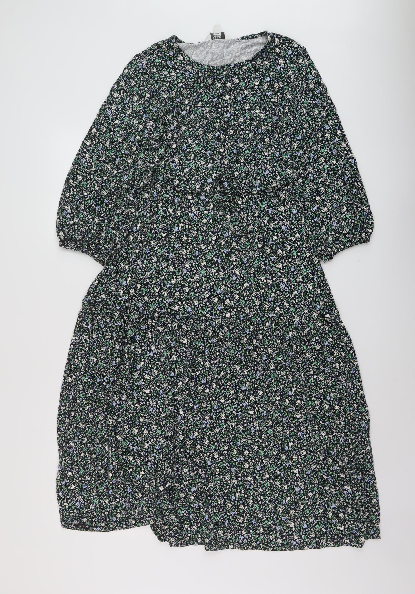 Marks and Spencer Womens Multicoloured Floral Viscose A-Line Size 12 Round Neck Pullover