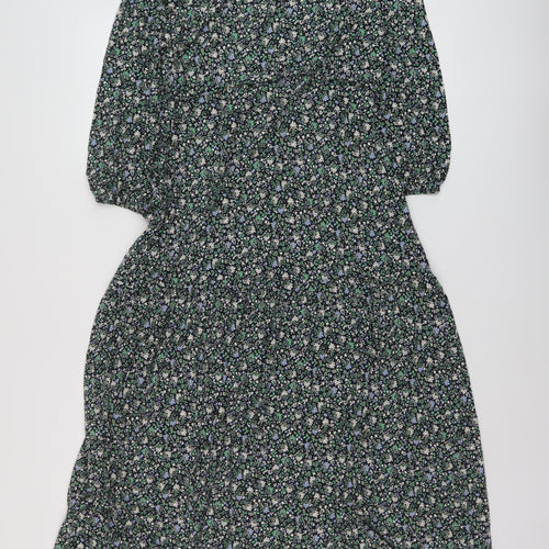 Marks and Spencer Womens Multicoloured Floral Viscose A-Line Size 12 Round Neck Pullover