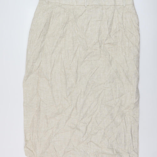 Marks and Spencer Womens Beige Polyester Straight & Pencil Skirt Size 22 Zip