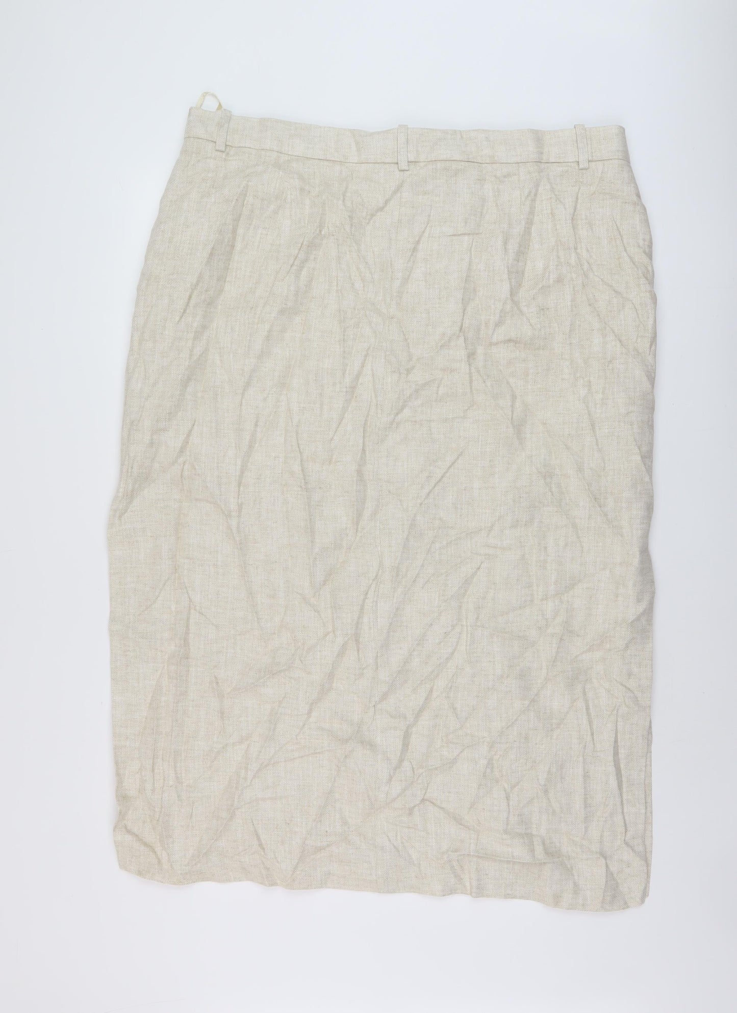 Marks and Spencer Womens Beige Polyester Straight & Pencil Skirt Size 22 Zip