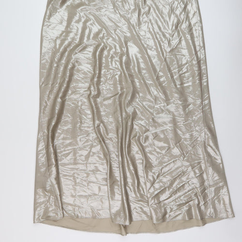 Marks and Spencer Womens Gold Polyester A-Line Skirt Size 22