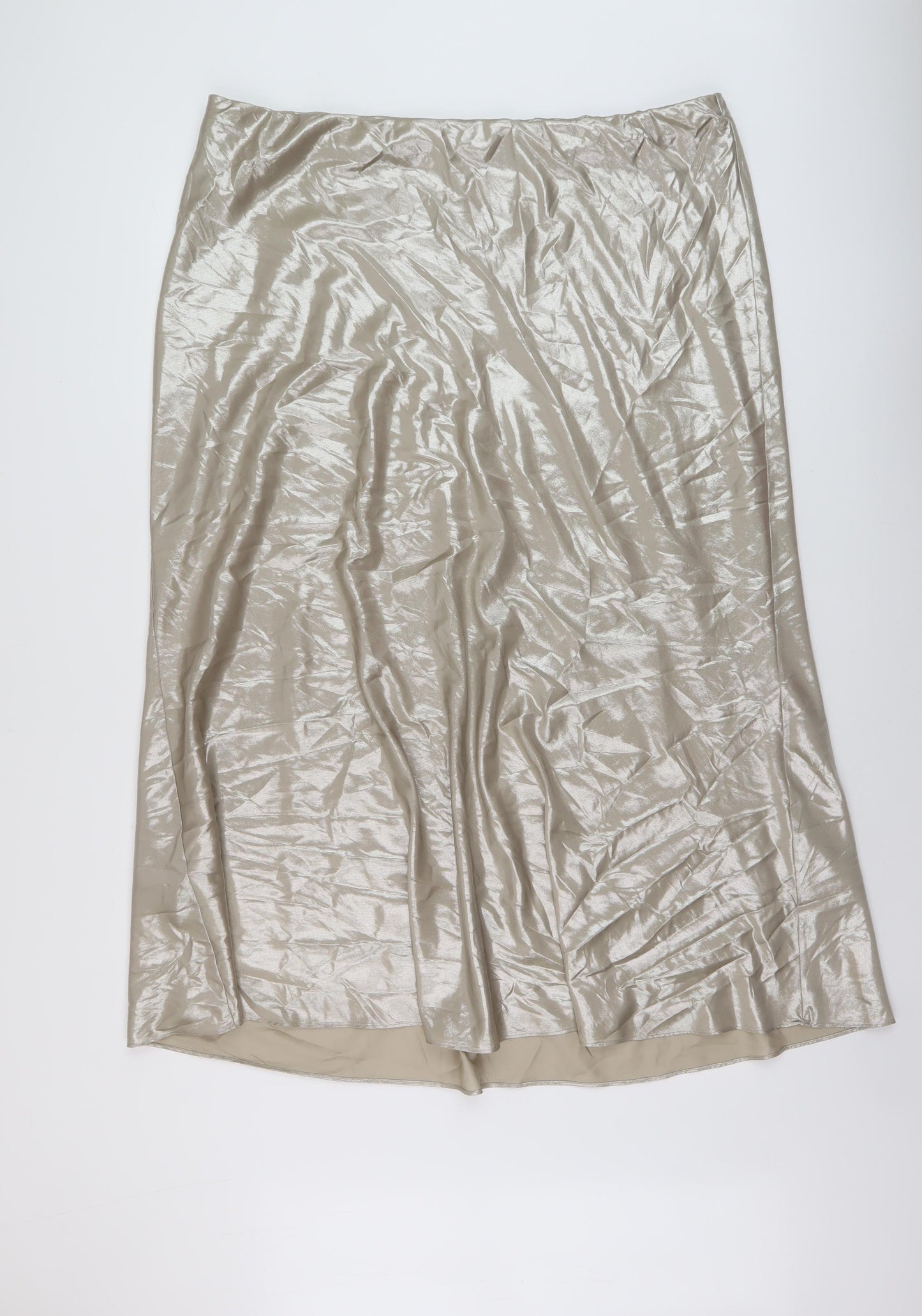 Marks and Spencer Womens Gold Polyester A-Line Skirt Size 22
