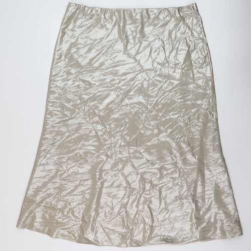 Marks and Spencer Womens Gold Polyester A-Line Skirt Size 22