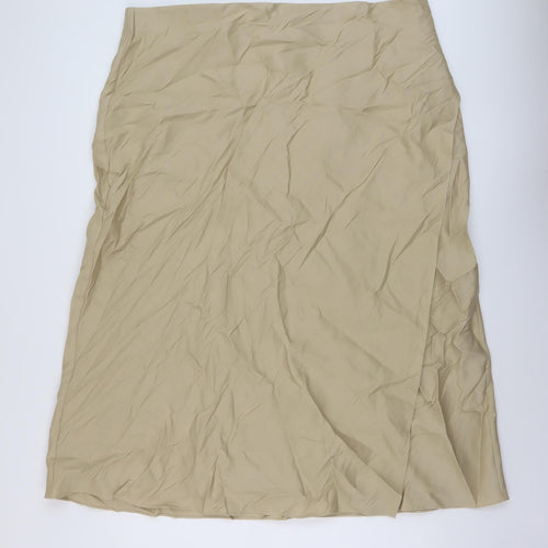 Marks and Spencer Womens Beige Polyester A-Line Skirt Size 24 Zip