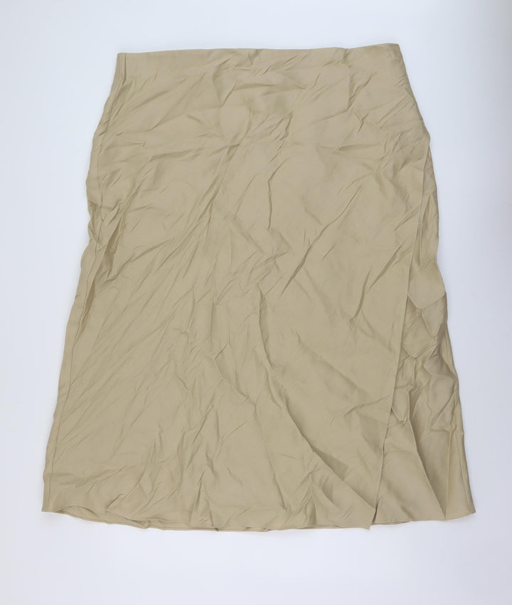 Marks and Spencer Womens Beige Polyester A-Line Skirt Size 24 Zip