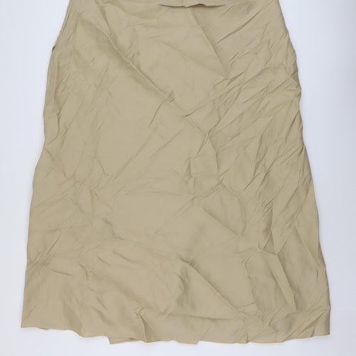 Marks and Spencer Womens Beige Polyester A-Line Skirt Size 24 Zip