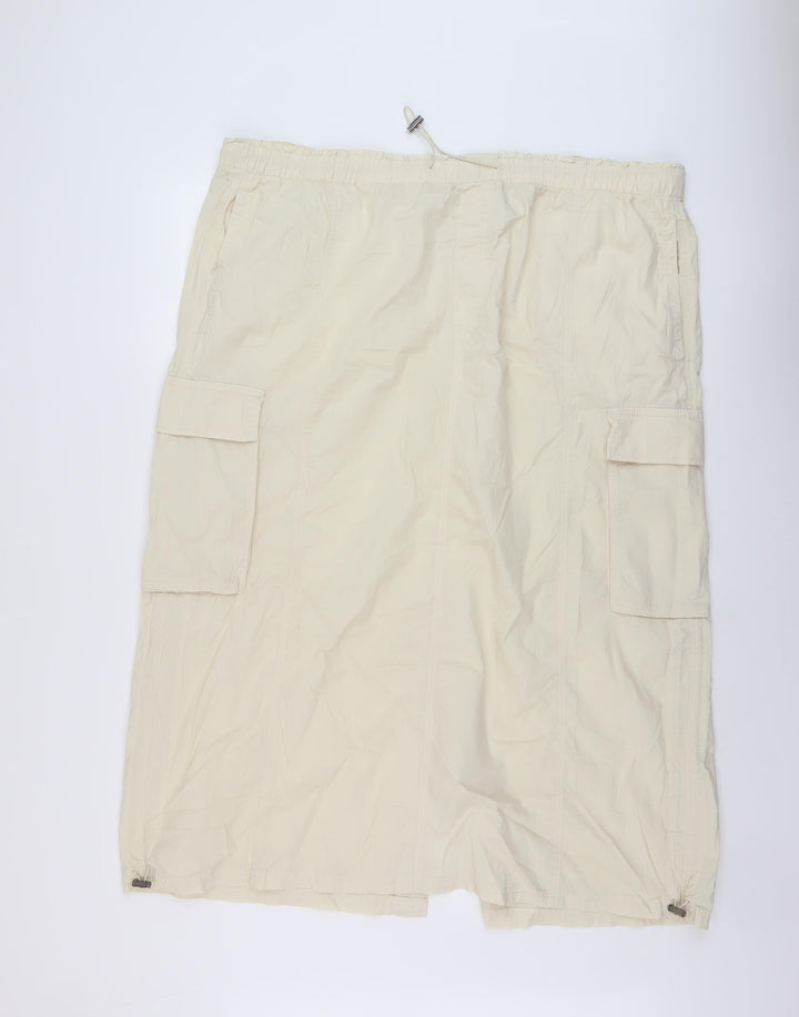 Marks and Spencer Womens Beige Polyester Straight & Pencil Skirt Size 24 Drawstring
