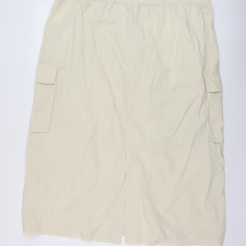 Marks and Spencer Womens Beige Polyester Straight & Pencil Skirt Size 24 Drawstring