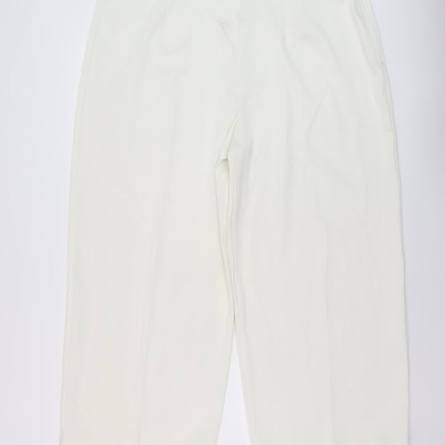 Marks and Spencer Womens Ivory Polyester Trousers Size 22 L27 in Regular Zip