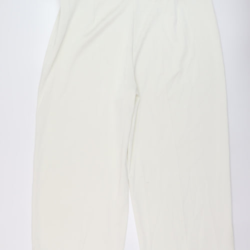 Marks and Spencer Womens Ivory Polyester Trousers Size 22 L27 in Regular Zip