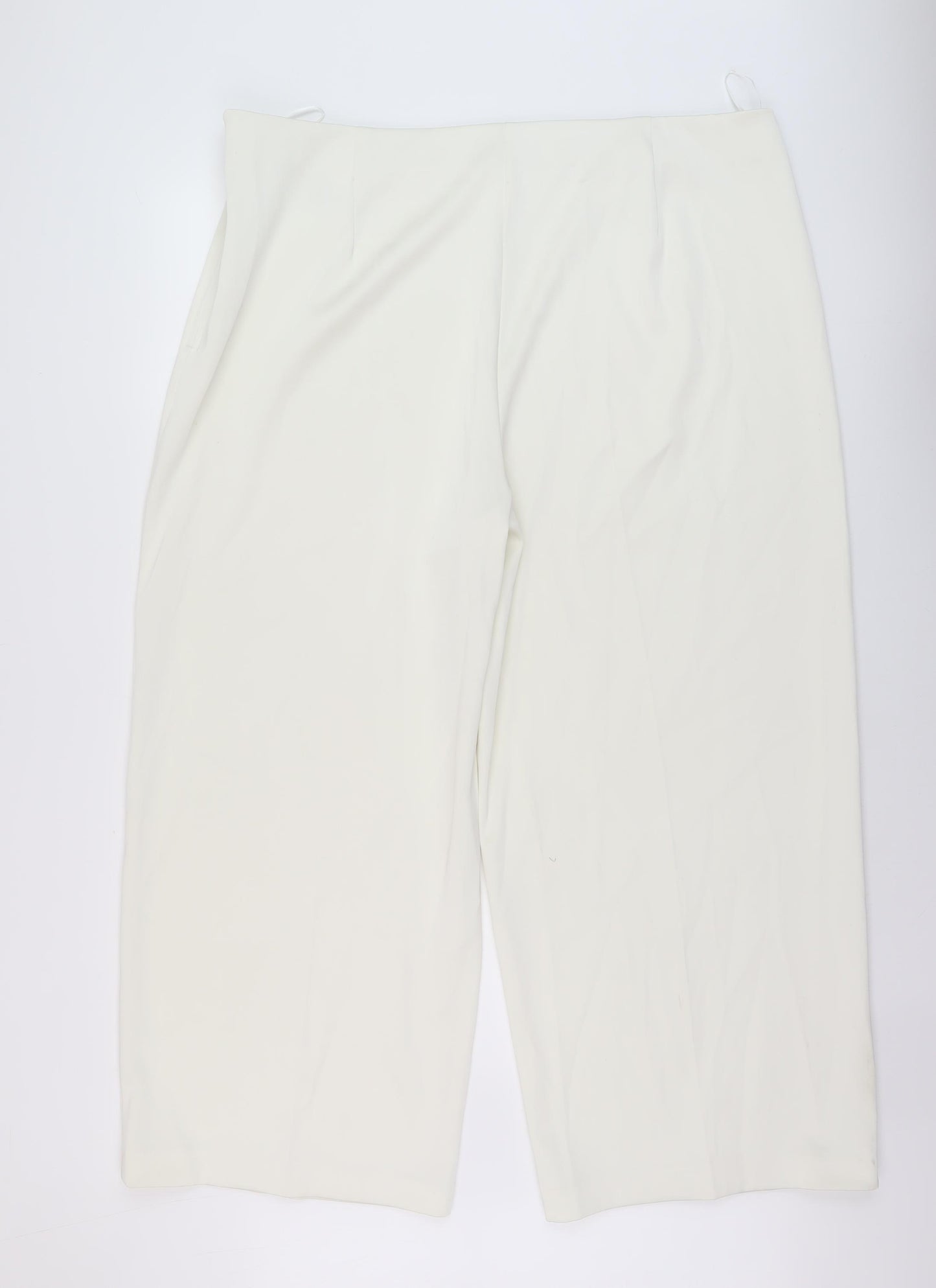 Marks and Spencer Womens Ivory Polyester Trousers Size 22 L27 in Regular Zip