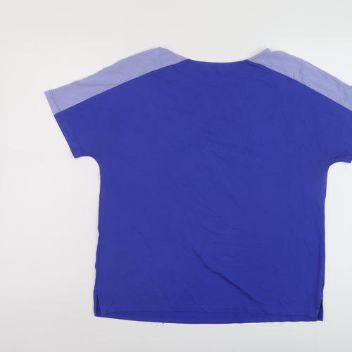 Marks and Spencer Womens Blue Viscose Basic T-Shirt Size 12 Round Neck