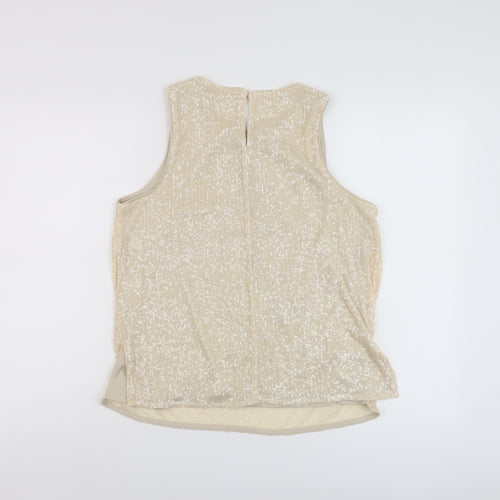 Marks and Spencer Womens Beige Polyester Basic Tank Size 12 Round Neck