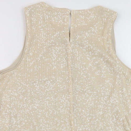 Marks and Spencer Womens Beige Polyester Basic Tank Size 12 Round Neck