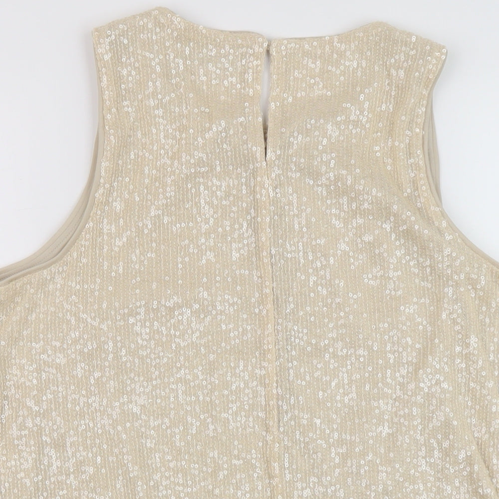 Marks and Spencer Womens Beige Polyester Basic Tank Size 12 Round Neck