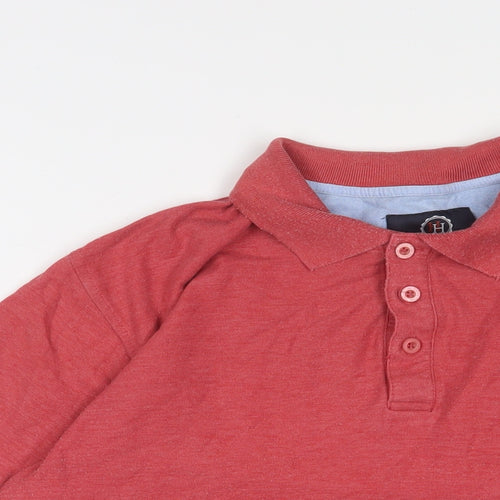 Hutson Harbour Mens Red Cotton Polo Size L Collared Button