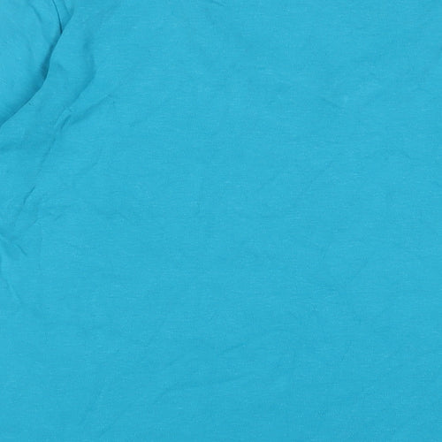 EWM Womens Blue Cotton Basic T-Shirt Size 14 V-Neck - Embroidered