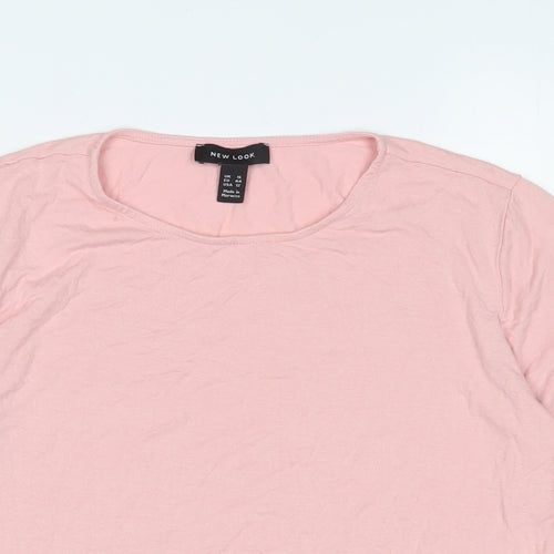 New Look Womens Pink Viscose Basic T-Shirt Size 16 Crew Neck