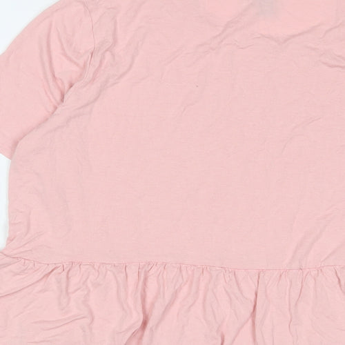 New Look Womens Pink Viscose Basic T-Shirt Size 16 Crew Neck