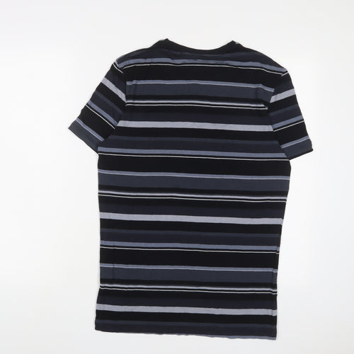 Autograph Mens Black Striped Cotton T-Shirt Size M Crew Neck