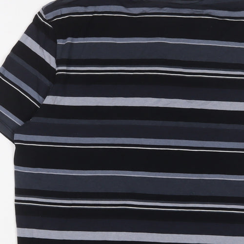 Autograph Mens Black Striped Cotton T-Shirt Size M Crew Neck