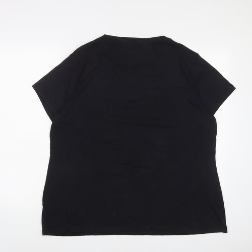 DECATHLON Womens Black Polyester Basic T-Shirt Size 2XL V-Neck